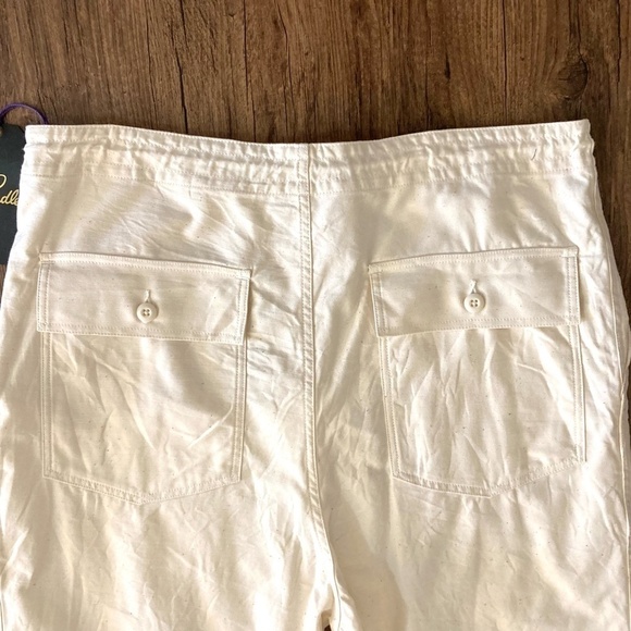 NEEDLES Wide Leg Fatigue Pants Drawstring Cotton Canvas Ivory Japan - Picture 12 of 13